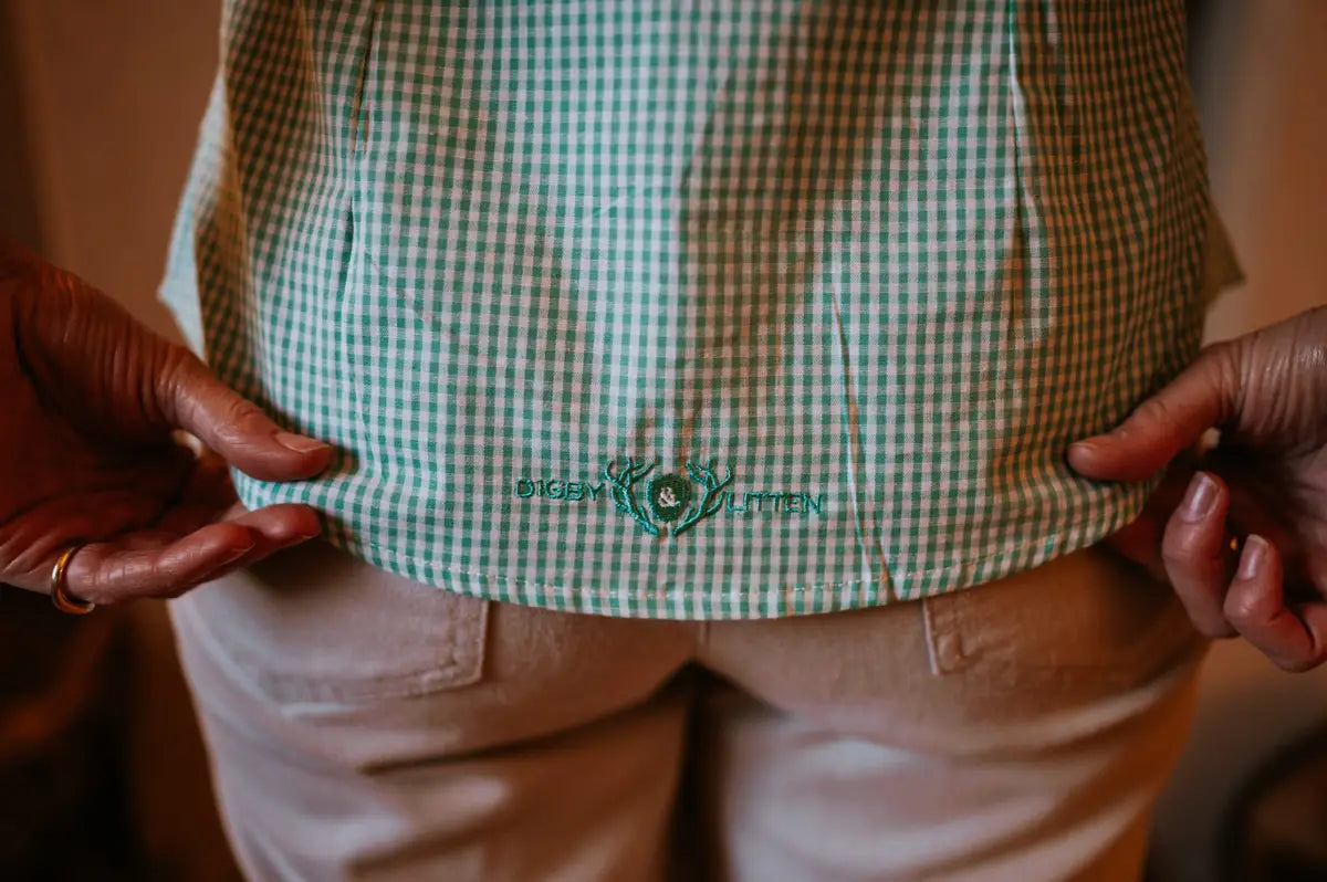 Green Gingham Sleeveless Shirt