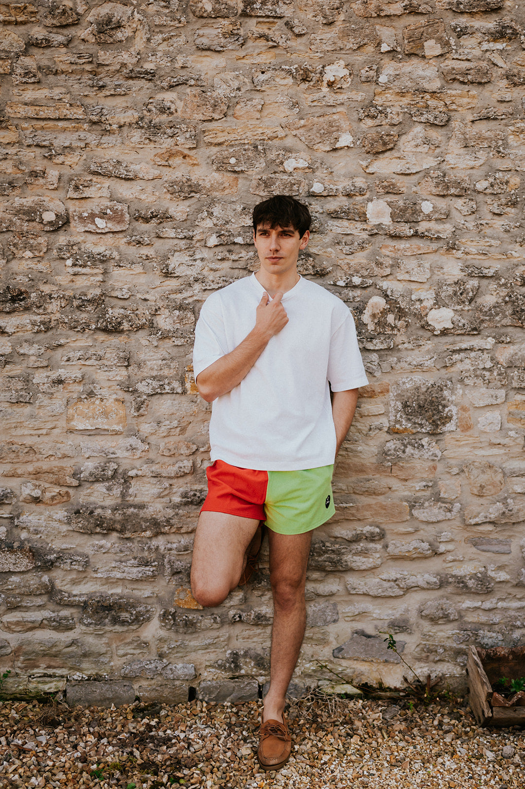 Men’s – Red & Lime Green Rugby Shorts – Digby & Litten