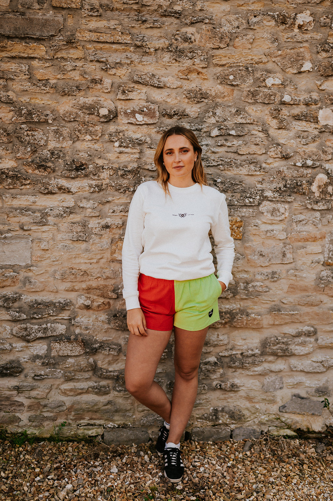 Women’s – Red & Lime Green Rugby Shorts – Digby & Litten