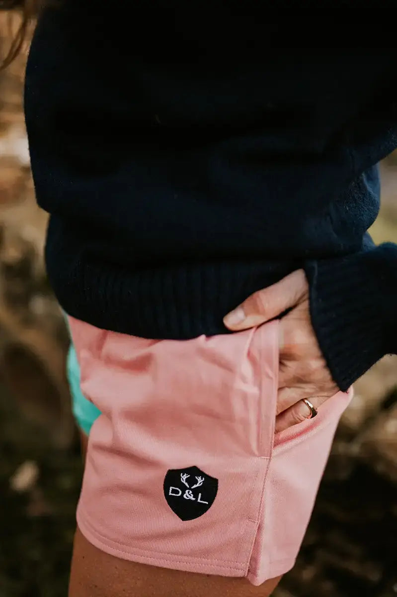 Women’s – Coral & Turquoise Rugby Shorts – Digby & Litten