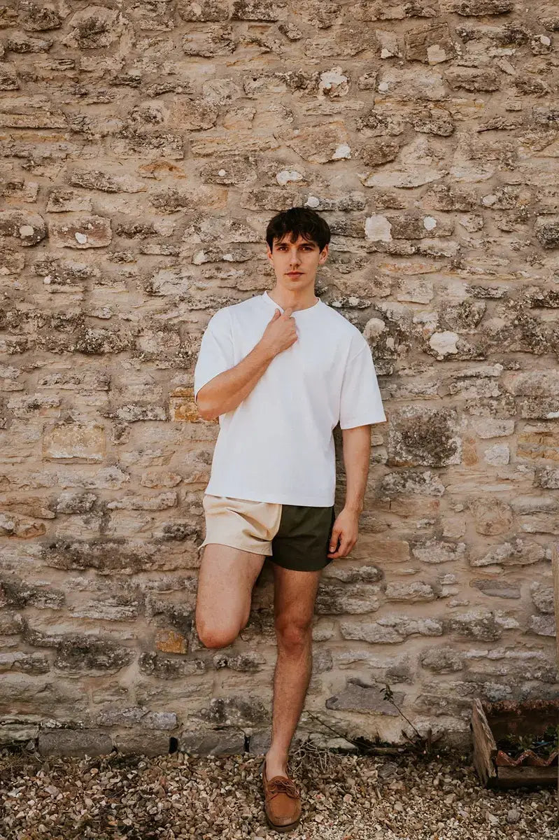 Men’s – Khaki & Cream Rugby Shorts – Digby & Litten