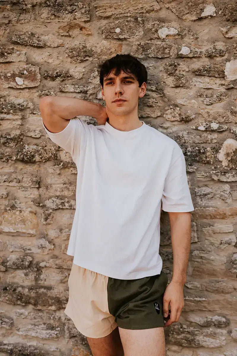 Men’s – Khaki & Cream Rugby Shorts – Digby & Litten