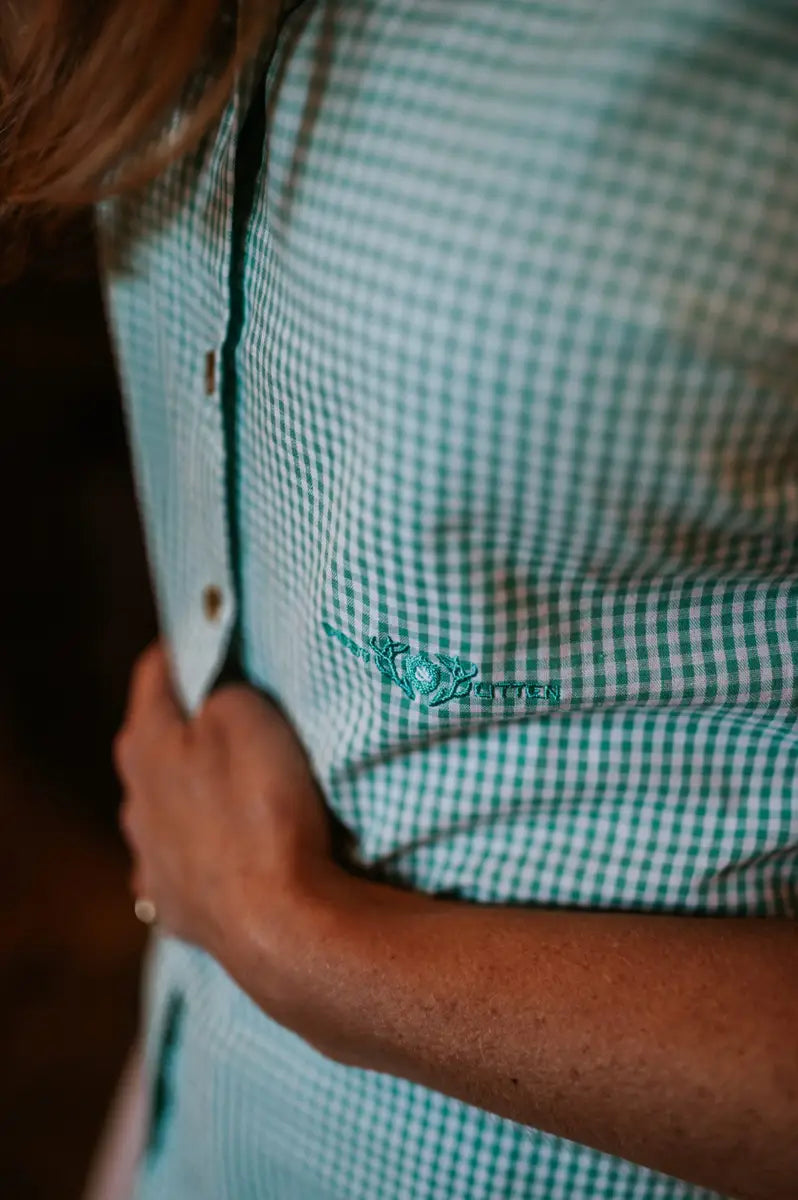 Green Gingham Sleeveless Shirt