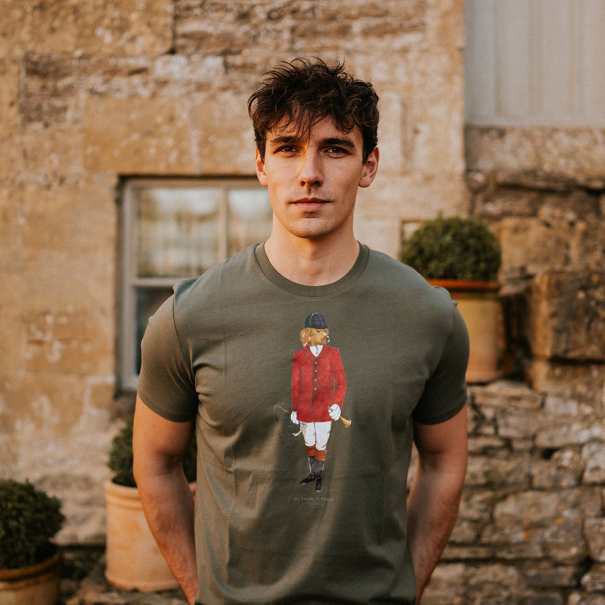 Digby & Litten Hunting Digby T-Shirt — shown worn.
