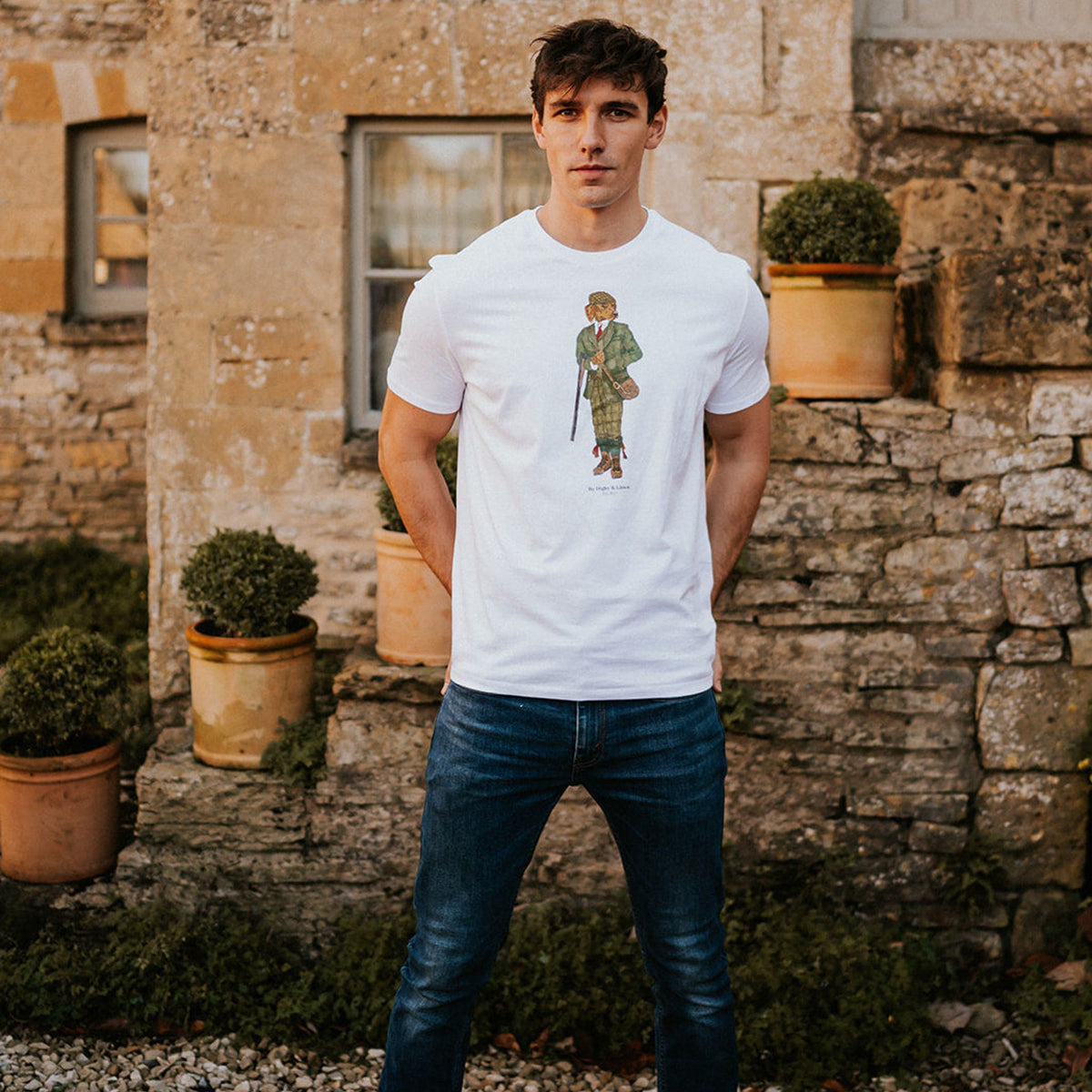 Digby & Litten Shooting Digby T-Shirt — shown worn.