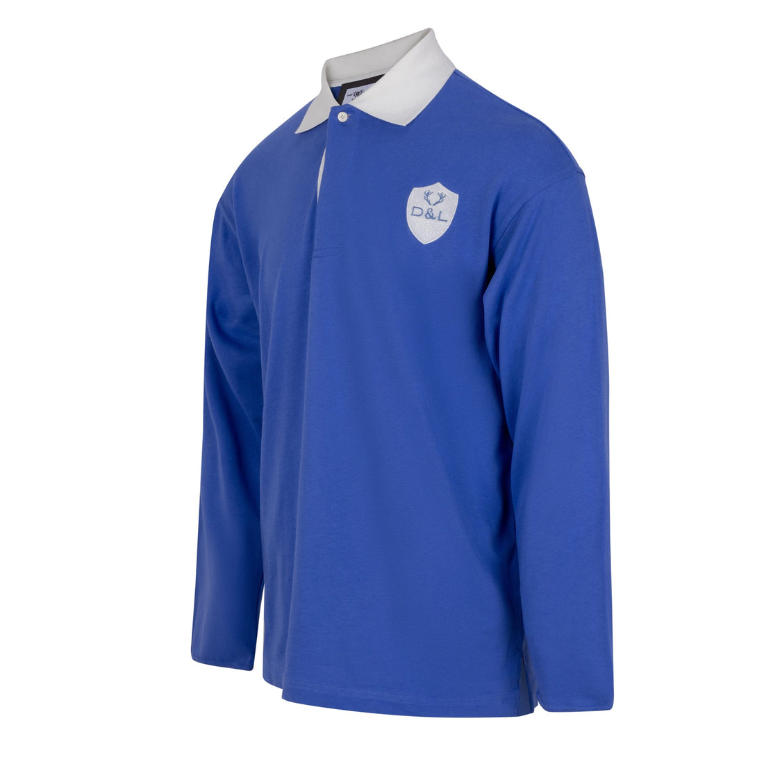 Digby &amp; Litten Moorland Mist Rugby Shirt — angled product view.