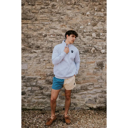 Digby &amp; Litten Blue &amp; Cream Rugby Shorts — shown worn.