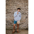 Digby & Litten Blue & Cream Rugby Shorts — shown worn.