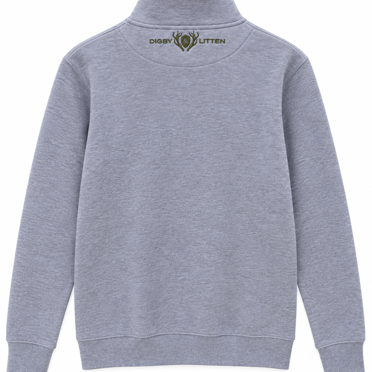 Digby &amp; Litten Grey &amp; Forest Green Harbour Quarter-Zip Sweatshirt — back view.