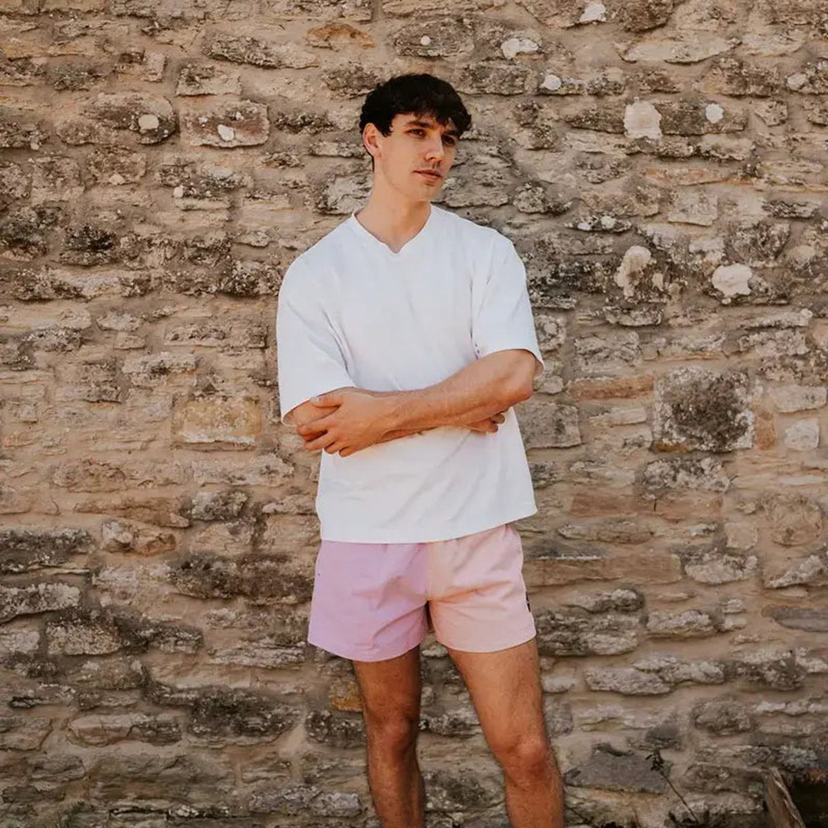 Digby &amp; Litten Pink &amp; Purple Rugby Shorts — shown worn.