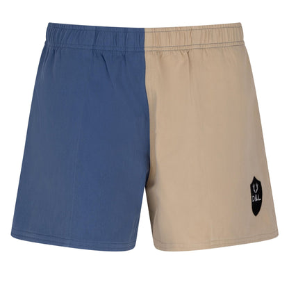 Digby &amp; Litten Blue &amp; Cream Rugby Shorts — angled product view.