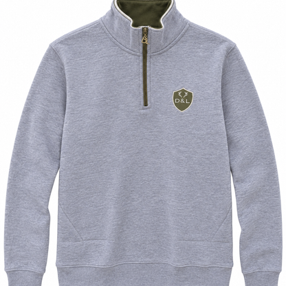 Digby &amp; Litten Grey &amp; Forest Green Harbour Quarter-Zip Sweatshirt — front view.