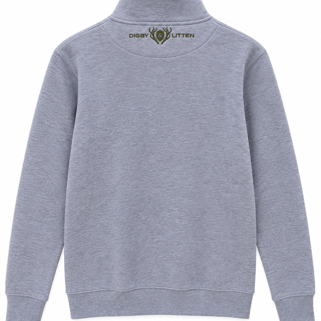 Digby &amp; Litten Grey &amp; Forest Green Harbour Quarter-Zip Sweatshirt — back view.