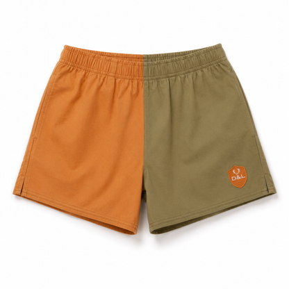 Digby &amp; Litten Harvest &amp; Hedgerow Rugby Shorts — front view.