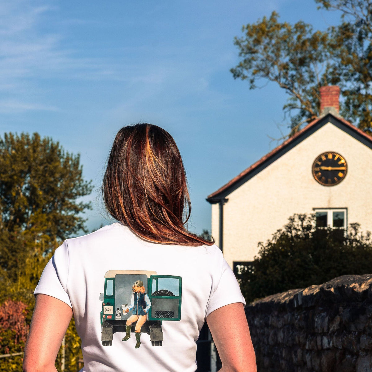 Digby &amp; Litten Land Rover T-Shirt — back view when worn.